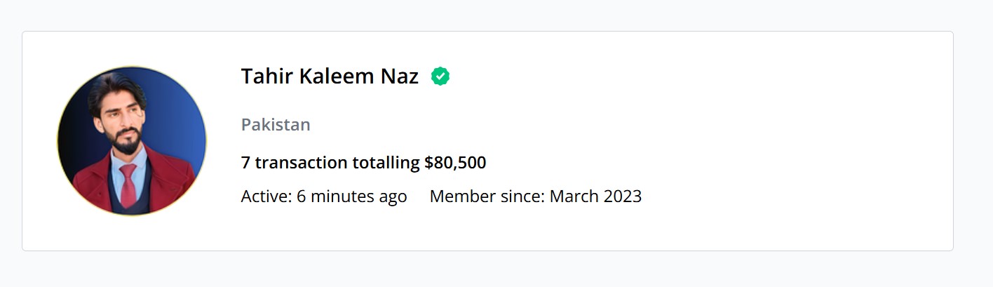 Tahir Kaleem Naz — Verified Flippa Seller Profile